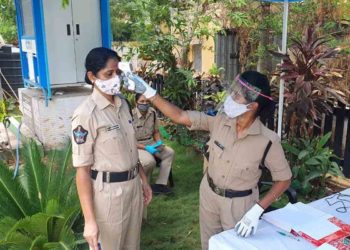 Table Shield Protection system set up at III Town Police Station in Vizag