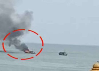 Fishing boat catches fire near Visakhapatnam Fishing Harbour, fishermen rescued