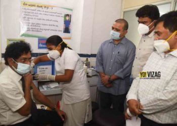 Dr PV Sudhakar takes the first Covid-19 vaccine shot in Visakhapatnam