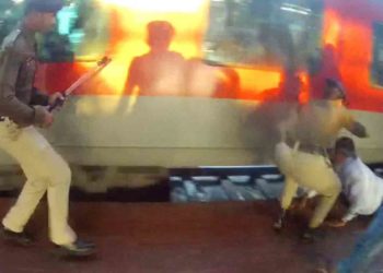 RPF team rescues passenger from falling under a train at Vizag Railway Station