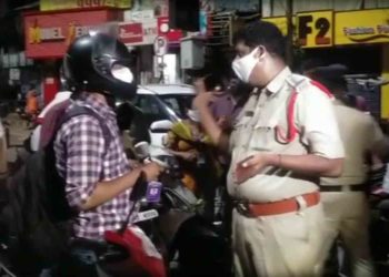 Visakhapatnam traffic police coming down on curfew violators in the city