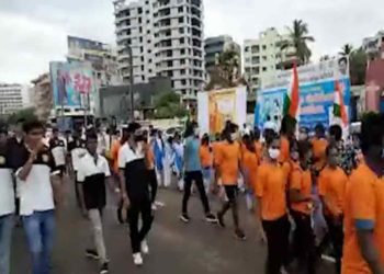 People run at RK Beach road in Vizag on the anniversary of Vivekananda's speech