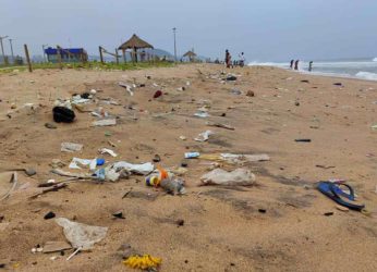 Beach cleanup drive conducted at Rushikonda Beach in Vizag