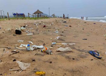 Beach cleanup drive conducted at Rushikonda Beach in Vizag