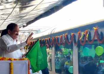 Vice President Venkaiah Naidu flags off new Vistadome coaches of Vizag to Araku train