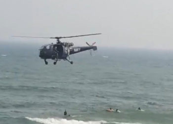 Navy Helicopters search for missing persons drowned at RK Beach