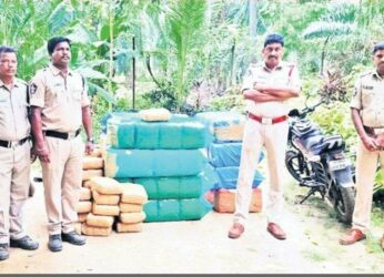 Two out of five arrested near Devarapalli check post for smuggling 556 kgs of ganja