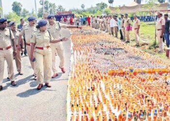 visakhapatnam alcohol bottles crushed