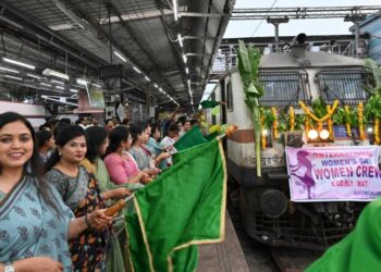 All-women crew train flagged off from Visakhapatnam on Women's Day