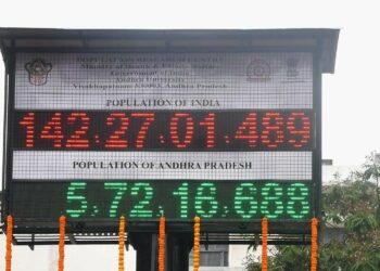 Digital population clock installed at Andhra University in Visakhapatnam