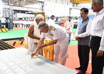 Steel Cutting of India's 1st fleet support ships held in HSL, Vizag