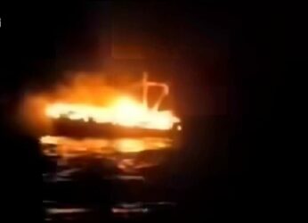 Another accident in Vizag: Fishing boat catches fire near Pudimadaka