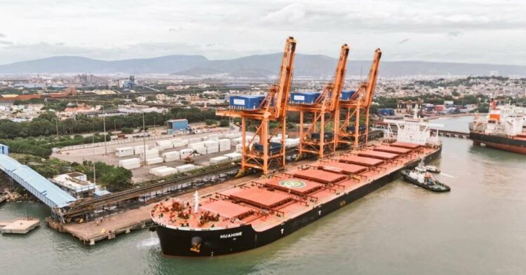 Largest cargo vessel to dock in India arrives at Visakhapatnam port