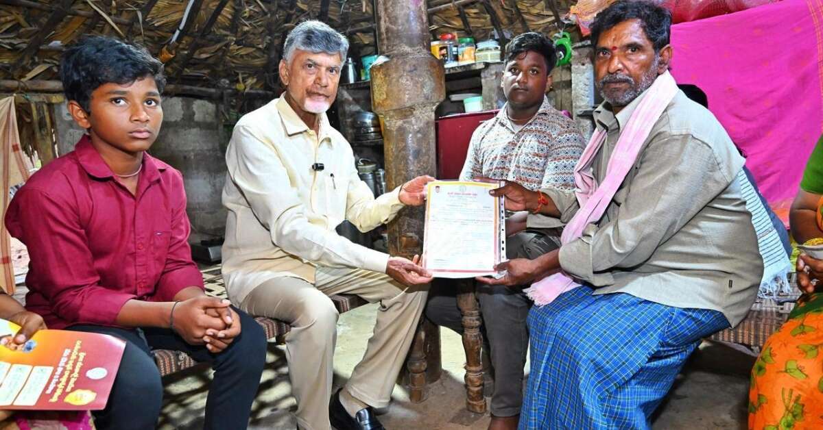 Under the NTR Bharosa Pension scheme, Chandrababu Naidu began distributing pensions by personally visiting beneficiaries in Andhra.