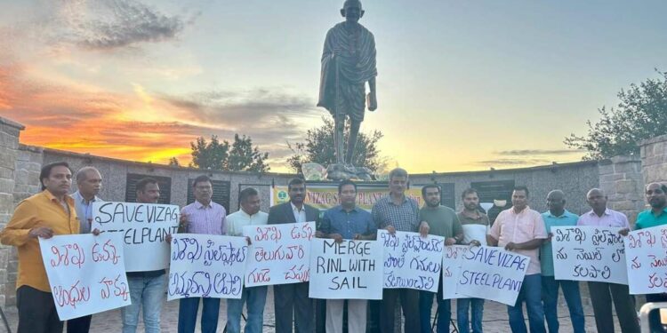 Telugu people in Dallas protest against Visakhapatnam Steel Plant privatisation