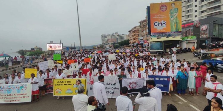 Junior doctors rally in Visakhapatnam after Kolkata doctor incident