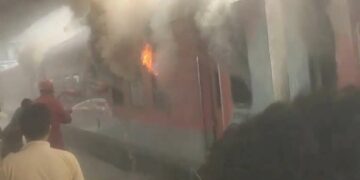 Three coaches damaged in huge fire at Visakhapatnam Railway Station in Andhra Pradesh