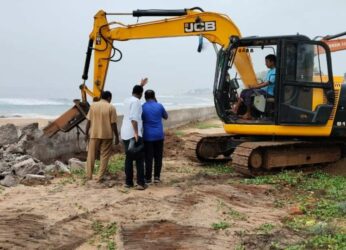 GVMC demolishes structures in site of Vijaya Sai Reddy’s daughter