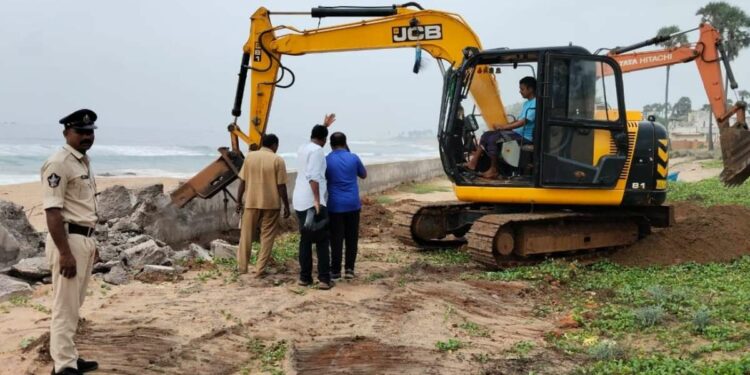 Illegal structures in Visakhapatnam belonging to daughter of Vijaya Sai Reddy demolished