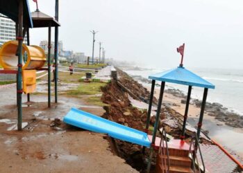 Structural damage caused due to relentless rains in Visakhapatnam