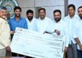 CM Chandrababu Naidu felicitates Visakhapatnam cricketer Nitish Kumar Reddy with Rs 25L cheque, house site